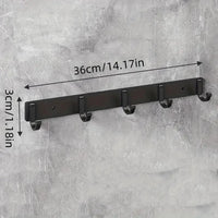 Barre Murale à Crochets en Aluminium Noir, 3 à 6 Crochets, 19,5 à 44 cm, vue 10