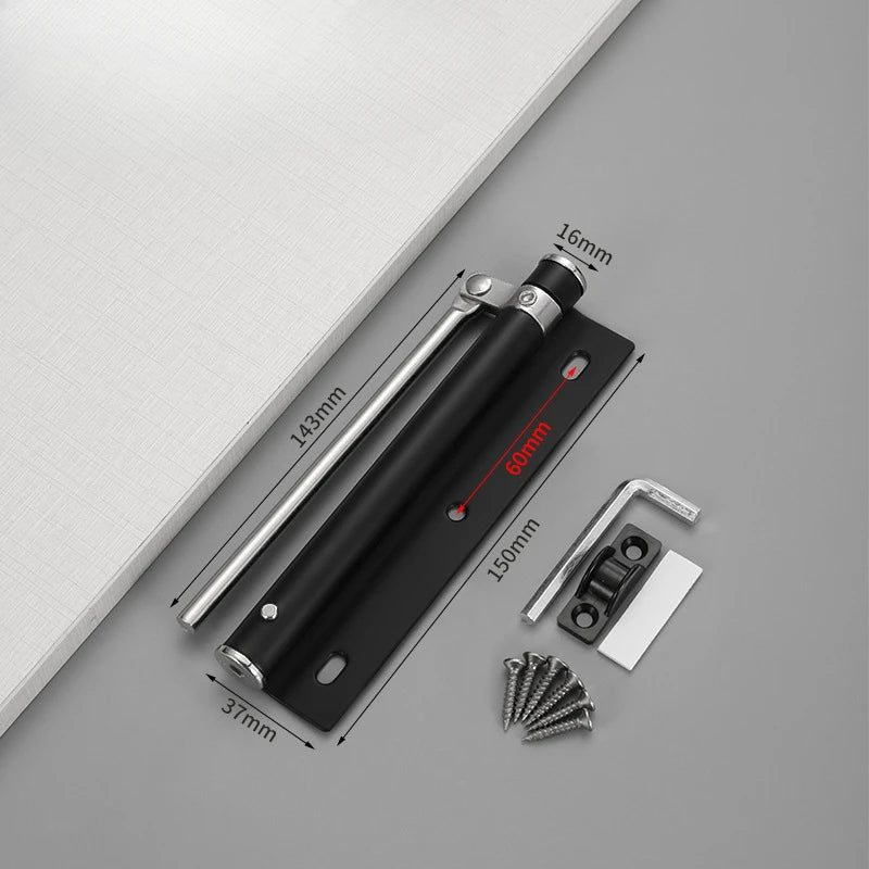 Ferme-Porte Silencieux à Bras Réglable en Inox, 150 x 37 mm, Noir ou Argent, vue 8