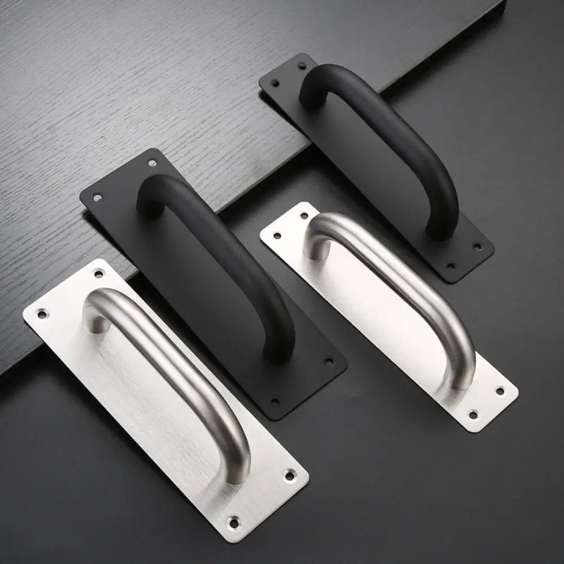 Poignée de Tirage Inox sur Plaque Ovale ou Rectangulaire, 200 à 300 mm