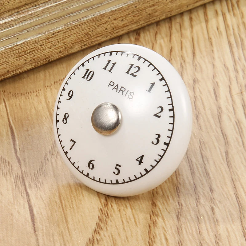 Bouton de Meuble en Porcelaine Blanche à Motifs Noirs, Diamètre 40 mm, vue 10
