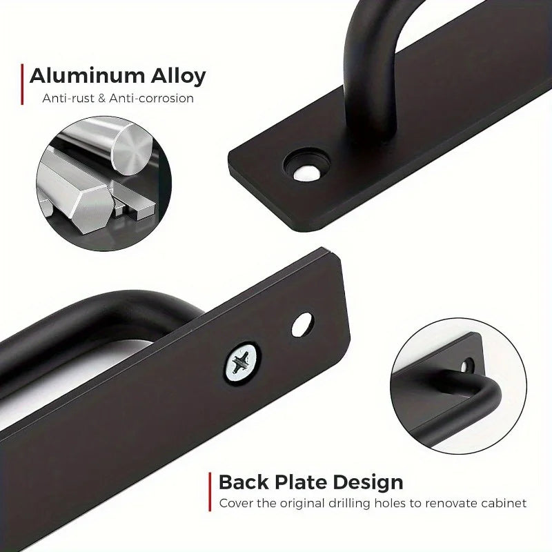 Poignées de Tirage Noires Aluminium sur Plaque, Lot de 2, 148 mm, vue 5