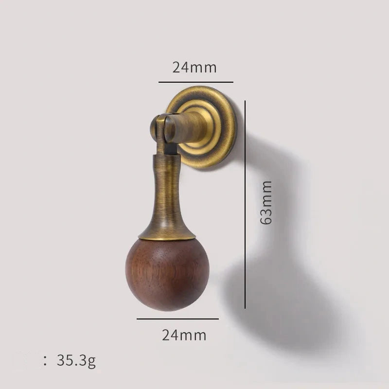 Poignée de Meuble en Laiton et Boules de Noyer, Entraxe 96 à 192 mm, vue 23
