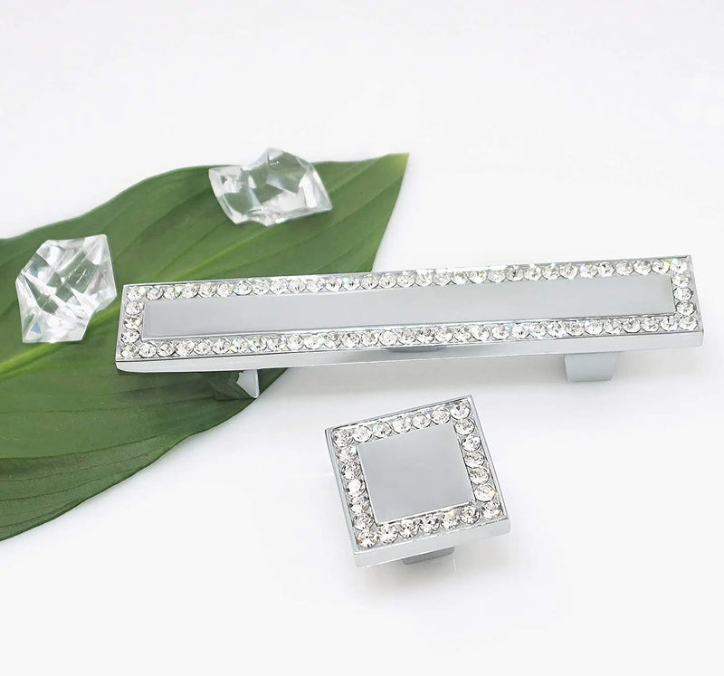 Poignée de Meuble Chromée à Strass, Entraxe 64 ou 96 mm, vue 3