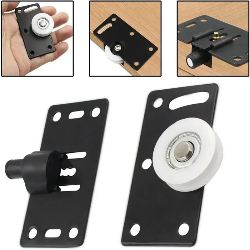 Galets de Placard Coulissant Noirs, 2 Jeux de Roulettes sur Platine, vue 4