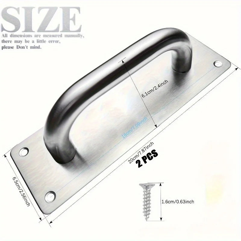 Lot de 2 Poignées de Tirage Inox Brossé sur Plaque, 200 x 65 mm, vue 3