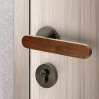 Poignée de Porte Intérieure Bois de Noyer, Béquille Plate de 150 mm, vue 2