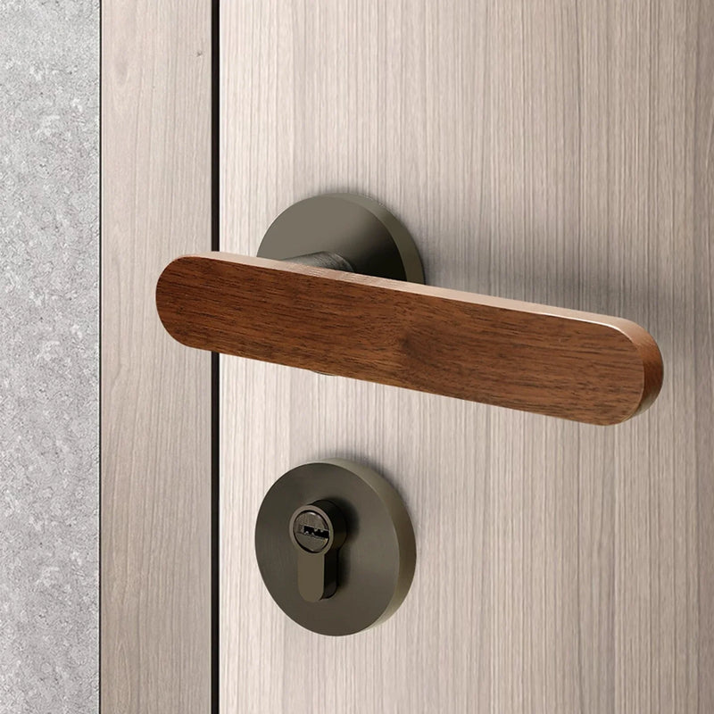 Poignée de Porte Intérieure Bois de Noyer, Béquille Plate de 150 mm, vue 2