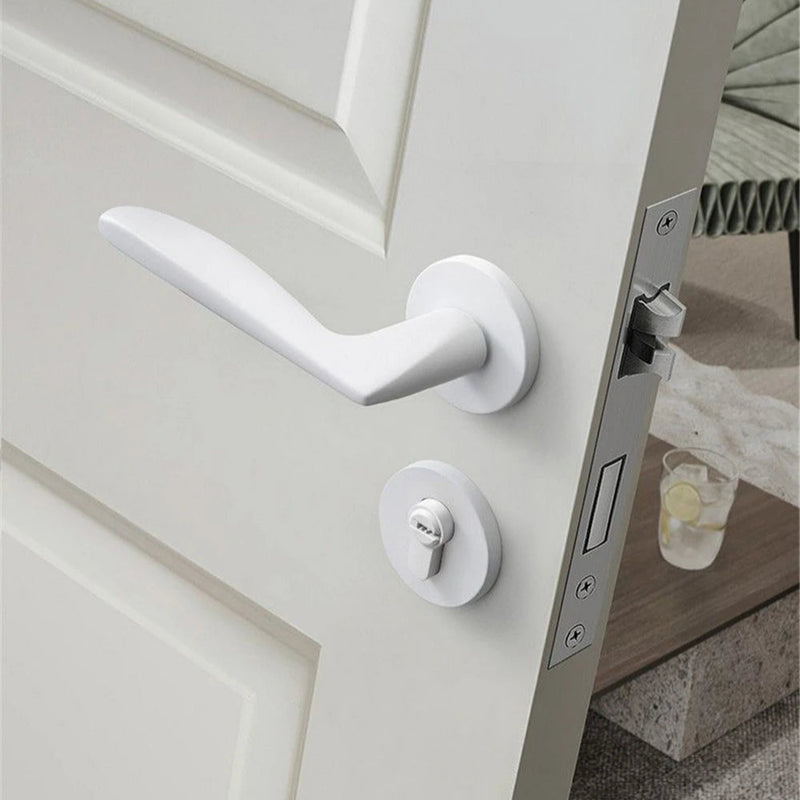 Poignée de porte blanche design avec serrure moderne en aluminium