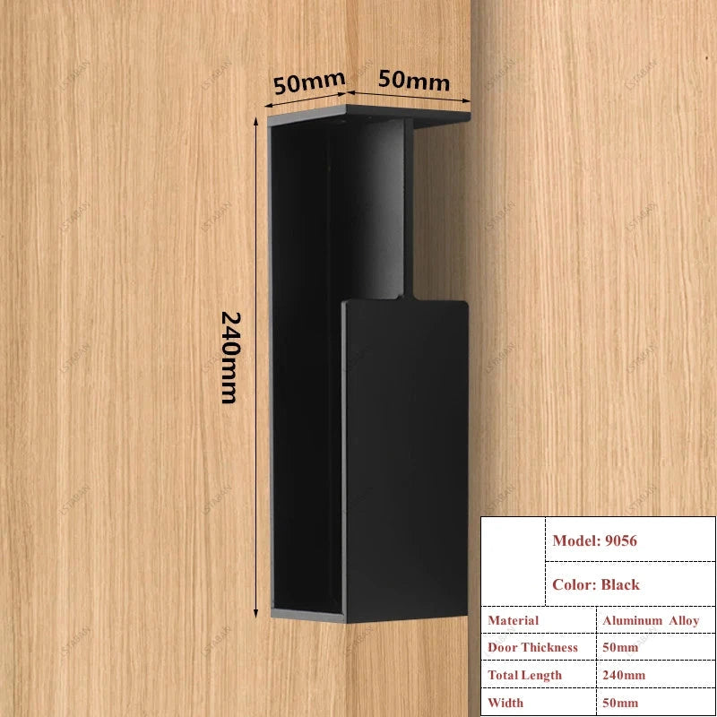 Poignée Cuvette Encastrée pour Porte Coulissante, Aluminium Noir, Blanc, Gris ou Doré, vue 7