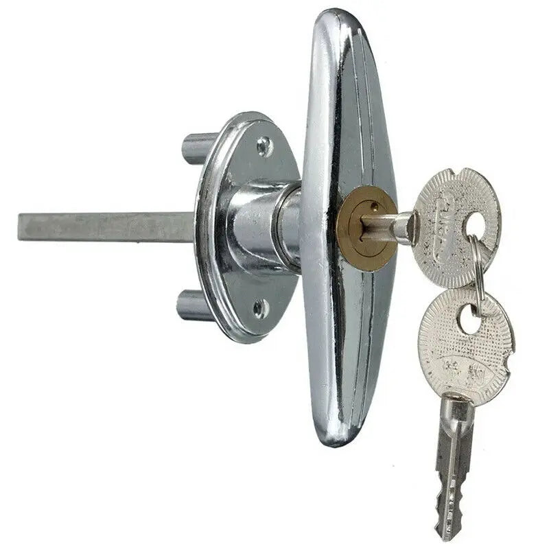 Poignée de Porte de Garage en T Chromée, Déverrouillage de Secours avec Clés