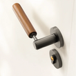 Poignée de Porte Bois Foncé et Gris, Serrure Magnétique Silencieuse