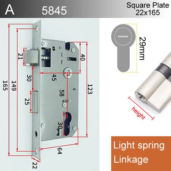 Serrure Encastrable à Larder pour Cylindre, Entraxe 58 mm, Axe 40 à 50 mm, vue 16