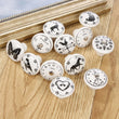 Bouton de Meuble en Porcelaine Blanche à Motifs Noirs, Diamètre 40 mm
