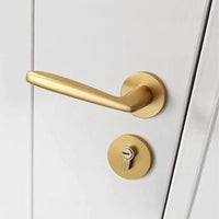 Poignée de Porte Dorée Galbée en Aluminium avec Serrure, Porte 35-45 mm