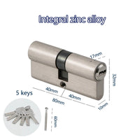 Cylindre de Porte Européen Double Entrée, Zamak Brossé, 60 à 90 mm, 5 Clés, vue 7