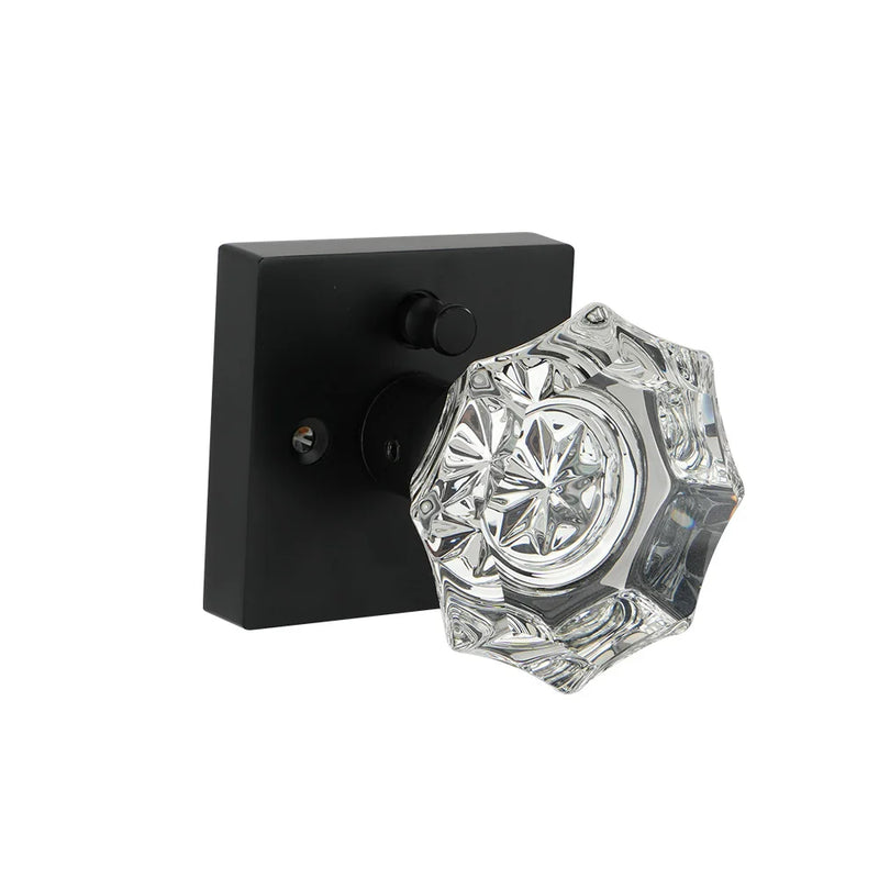 Bouton de Porte Octogonal en Cristal sur Rosace Carrée, Noir Mat ou Or Mat, vue 7