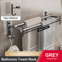 Porte-Serviettes Double Barre en Aluminium sans Perçage, 40 ou 50 cm, vue 12