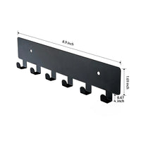 Porte-Clés Mural Noir en Métal, Barre à 6 Crochets, 22,6 cm, vue 3