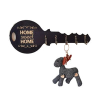 Porte-Clés Mural en Forme de Clé en Bois, 5 Crochets, Noir ou Blanc, vue 3