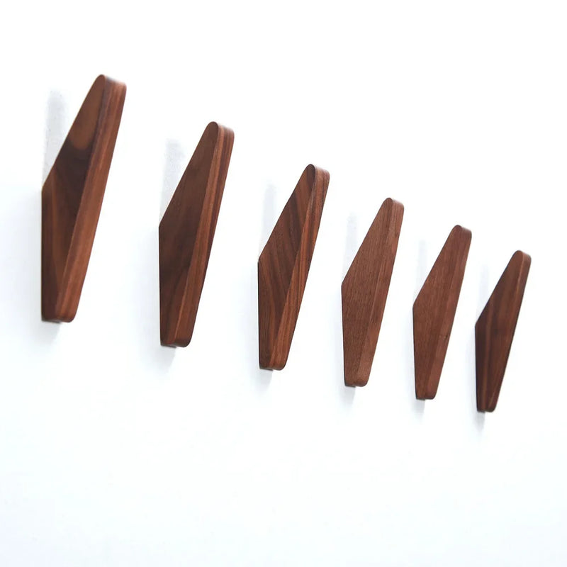 Patère Murale en Bois de Chêne ou Noyer, Forme Biseautée, 15 cm, vue 3