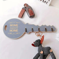 Porte-Clés Mural en Forme de Clé en Bois, 5 Crochets, Noir ou Blanc, vue 6