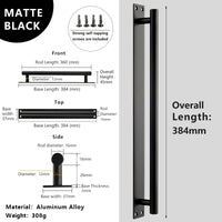 Poignée de Porte de Garage Aluminium sur Platine, Noire ou Blanche, 224 à 384 mm, vue 8