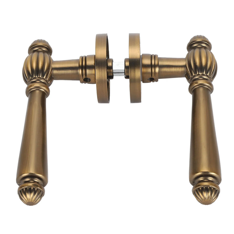 Poignée de Porte Rétro en Laiton Bronzé avec Serrure à Clé, Béquille Ornée, vue 3