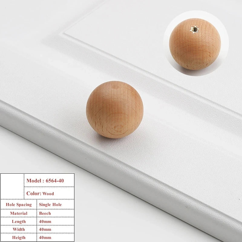 Bouton de Meuble Boule en Bois, Noyer ou Hêtre, 25 à 40 mm, vue 8