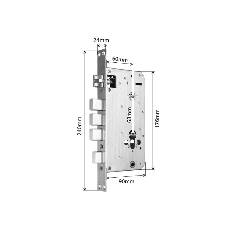 Serrure encastrable multipoints axe 60 mm – entraxe 68 mm pour porte aluminium ou bois
