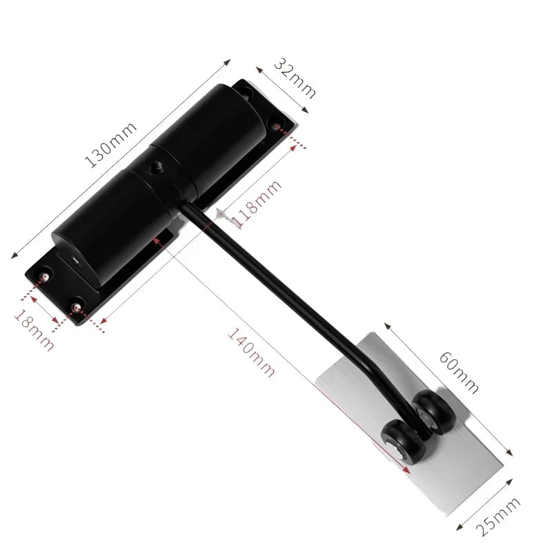 Ferme-Porte à Ressort Réglable en Aluminium, Corps Rond 130 mm ou Carré 100 mm, vue 8