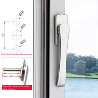 Poignée de Fenêtre Aluminium Plate Ultra Fine, Argent, Noire ou Dorée, Entraxe 43 mm, vue 6