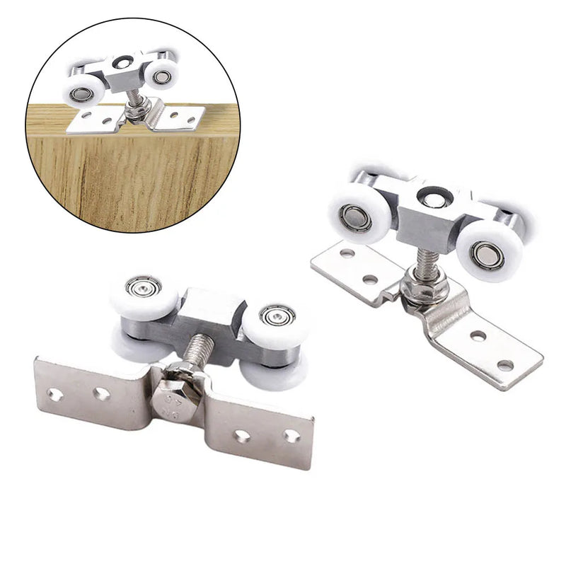 Lot de 2 Chariots à 4 Galets Nylon pour Porte Coulissante, Inox, vue 3
