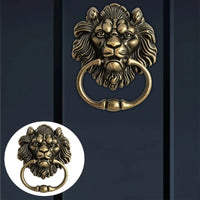 Heurtoir de Porte Tête de Lion en Zamak Bronze Antique, 16 cm