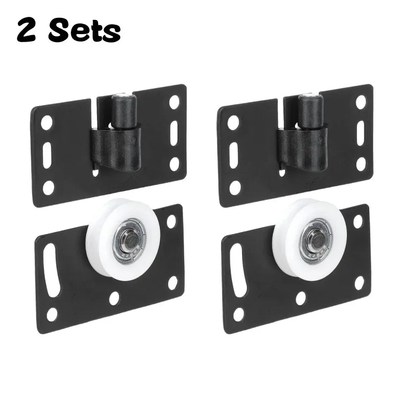 Galets de Placard Coulissant Noirs, 2 Jeux de Roulettes sur Platine, vue 7