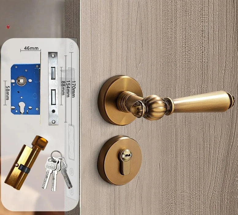 Poignée de Porte Ancienne Intérieure sur Rosace avec Serrure à Clé, vue 5