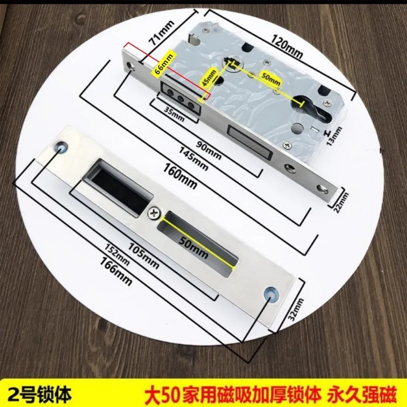 Serrure Encastrable Magnétique Silencieuse, Axe 45 à 60 mm, Entraxe 50 à 72 mm, vue 11