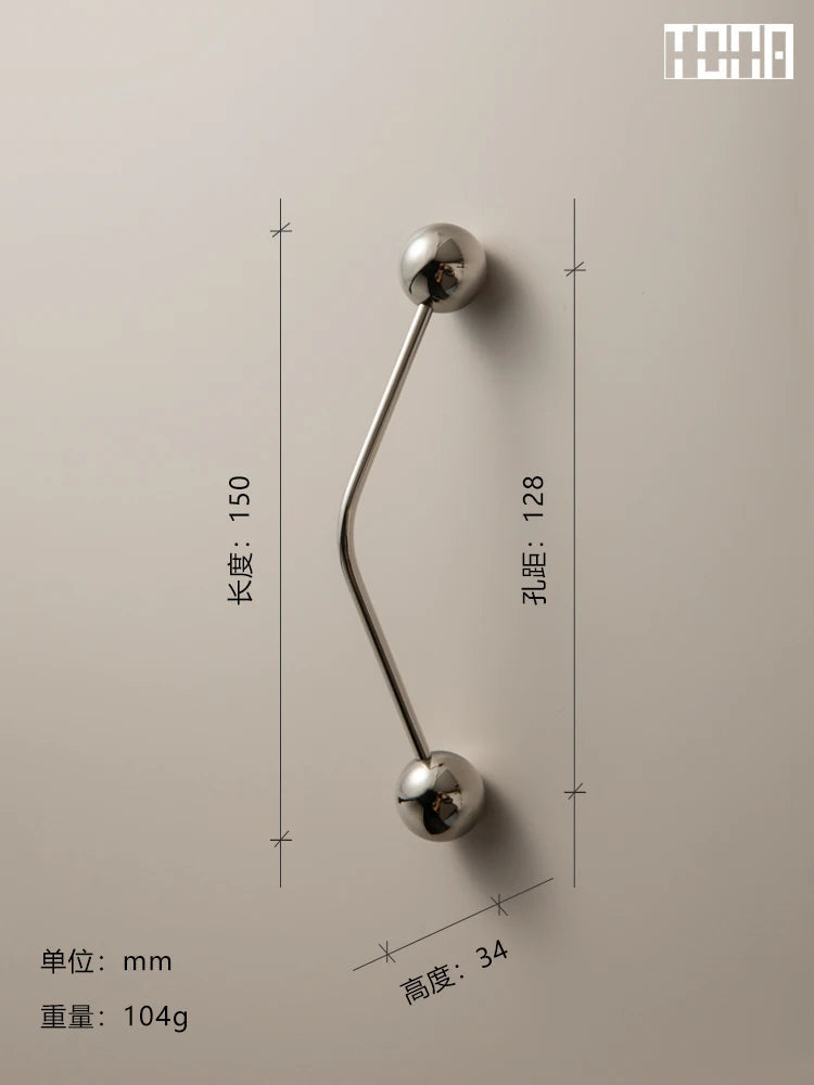 Poignée de Meuble Coudée en Laiton Massif, Argent Titane, 96 à 192 mm, vue 9