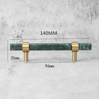 Poignée de Meuble Marbre Vert ou Blanc et Laiton, Entraxe 96 à 160 mm, vue 9