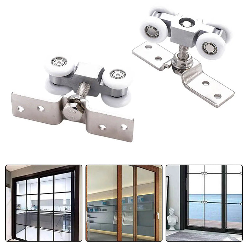 Lot de 2 Chariots à 4 Galets Nylon pour Porte Coulissante, Inox, vue 2