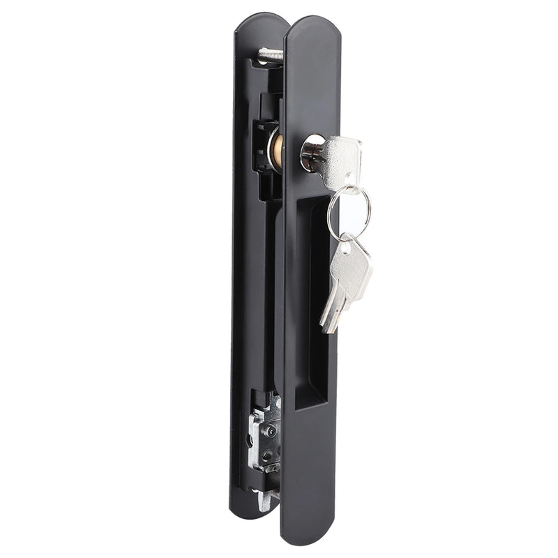 Serrure à Crochet pour Porte Coulissante Vitrée, Noire, Indicateur et 2 Clés