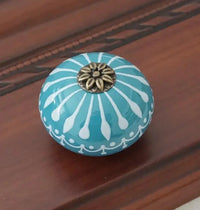 Bouton de Meuble Rond en Céramique Peinte, Motif Rayonnant, Six Couleurs, vue 6