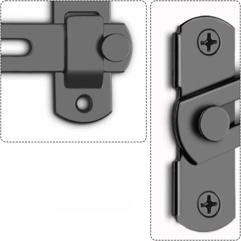 Lot de 2 Verrous Pivotants Noirs pour Porte Coulissante, Grange ou Placard, vue 3