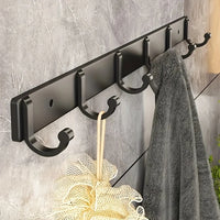 Barre Murale à Crochets en Aluminium Noir, 3 à 6 Crochets, 19,5 à 44 cm