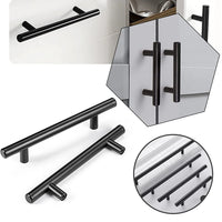 Poignée de Cuisine Barre en T Inox Noire ou Argent, 64 à 320 mm, vue 5