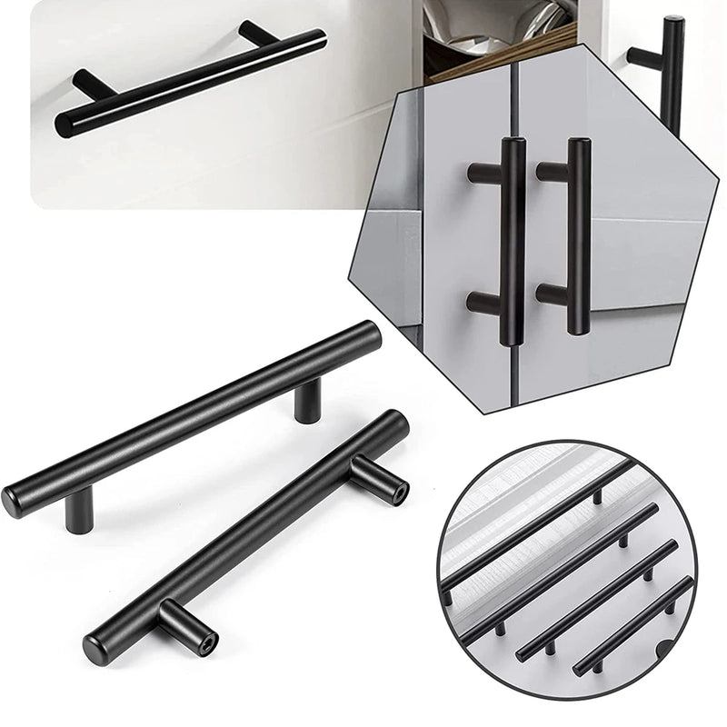 Poignée de Cuisine Barre en T Inox Noire ou Argent, 64 à 320 mm, vue 5