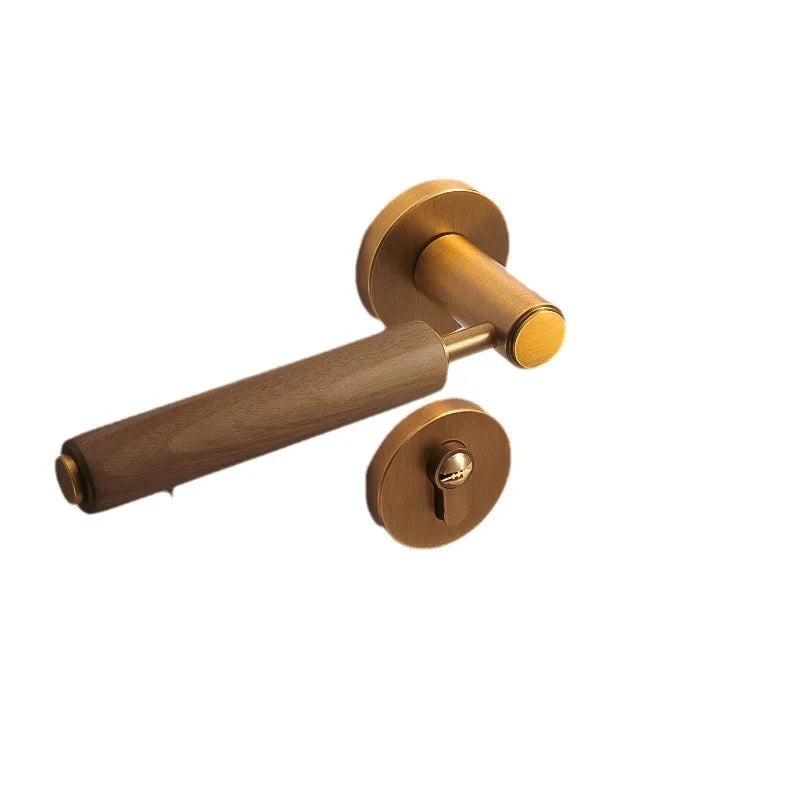 Poignée de porte en bois – Bronze satiné avec serrure magnétique silencieuse