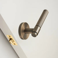 Poignée de Porte Laiton Bronze Antique, Rainures Verticales, sans Serrure, Paire, vue 2