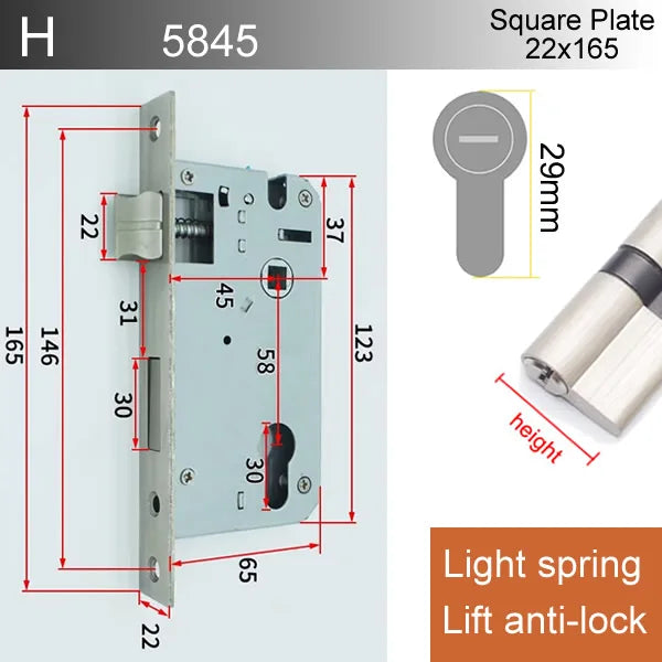 Serrure Encastrable à Larder pour Cylindre, Entraxe 58 mm, Axe 40 à 50 mm, vue 12