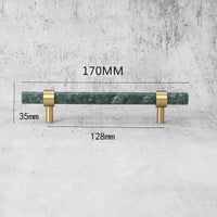 Poignée de Meuble Marbre Vert ou Blanc et Laiton, Entraxe 96 à 160 mm, vue 4