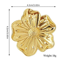 Bouton de Meuble Fleur Vintage en Laiton Doré, 42 mm, vue 6